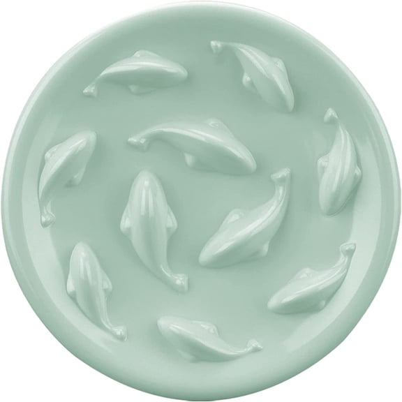 Slow Feeder Bowl for Cats and Small Dogs,Fish Pool Design, Fun Interactive Puzzle Feeder Bowl Healthy Eating Diet Made of Melamine Material Dishwasher Safe