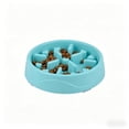 thumbnail image 1 of Slow Feeder Bowl for Cats & Small Dogs, Puzzle Dish for Fast Eaters, for Wet or Dry Food, Helps Slow Eating & Aid Digestion, Non-Slip, Made Without BPA, 8 Cup, 8-Inch, Blue, 1 of 7