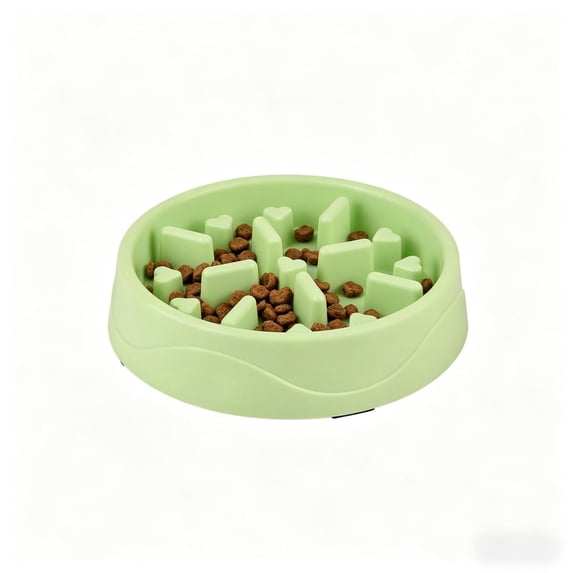 Slow Feeder Bowl for Cats & Small Dogs, Puzzle Dish for Fast Eaters, for Wet or Dry Food, Helps Slow Eating & Aid Digestion, Non-Slip, Made Without BPA, 8 Cup, 8-Inch, Green