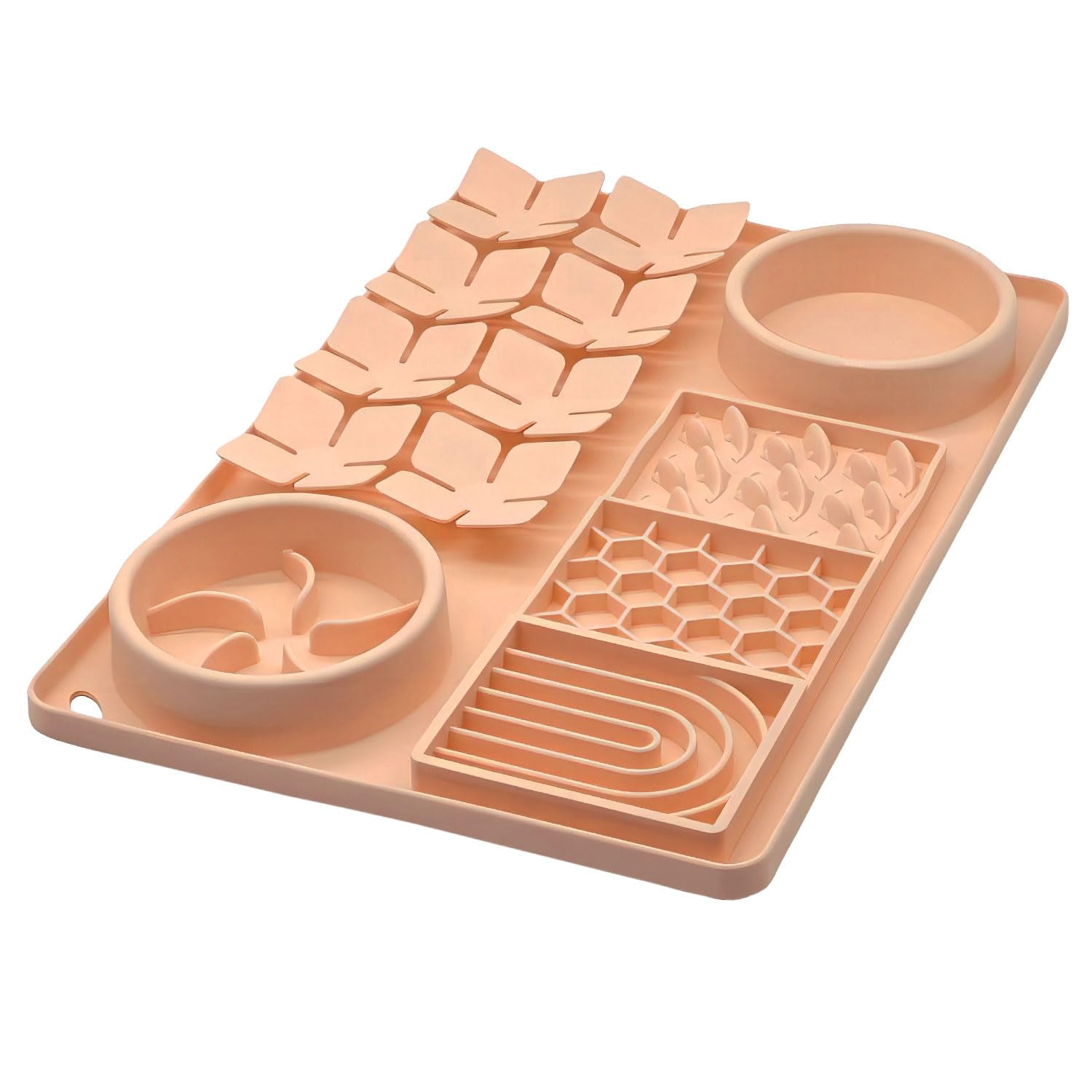 Slow Feeder Bowl, Silicone Lick Mat with Suction Cups for Dog Cat, Snuffle Mat for Pet Smell Training, Puzzle Toys for Bored Puppy, Interactive Sniff Mat for Slow Eating and Keep Busy, Pink