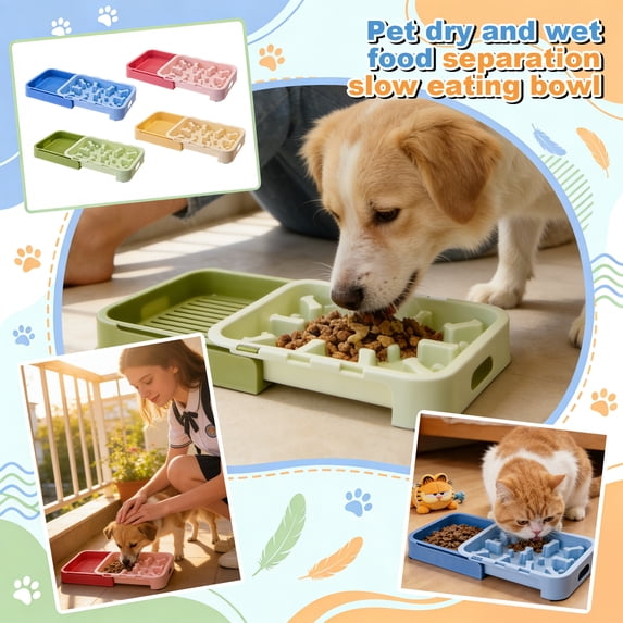 Slow Feeder Bowl with Suction,Pull-Out Slow Feeder Dog Bowl, Anti-Choking Lick Mat for Dogs & Cats, Suction Interactive Pet Bowl(6"*11.5",Pink)