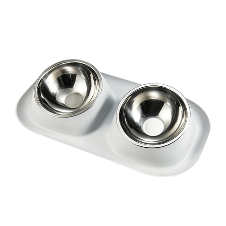 Slow Feeder Bowls Stainless Steel 15Â° Slanted Double Bowls Non Stand Easy to Wash for Cat Small Dogs Food Water