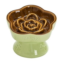 Slow Feeder Cat Bowl Ceramic Flower Design Anti-Gulping Bowl for Cats Small Dogs Size 5.8x5.8x4.1 Inches
