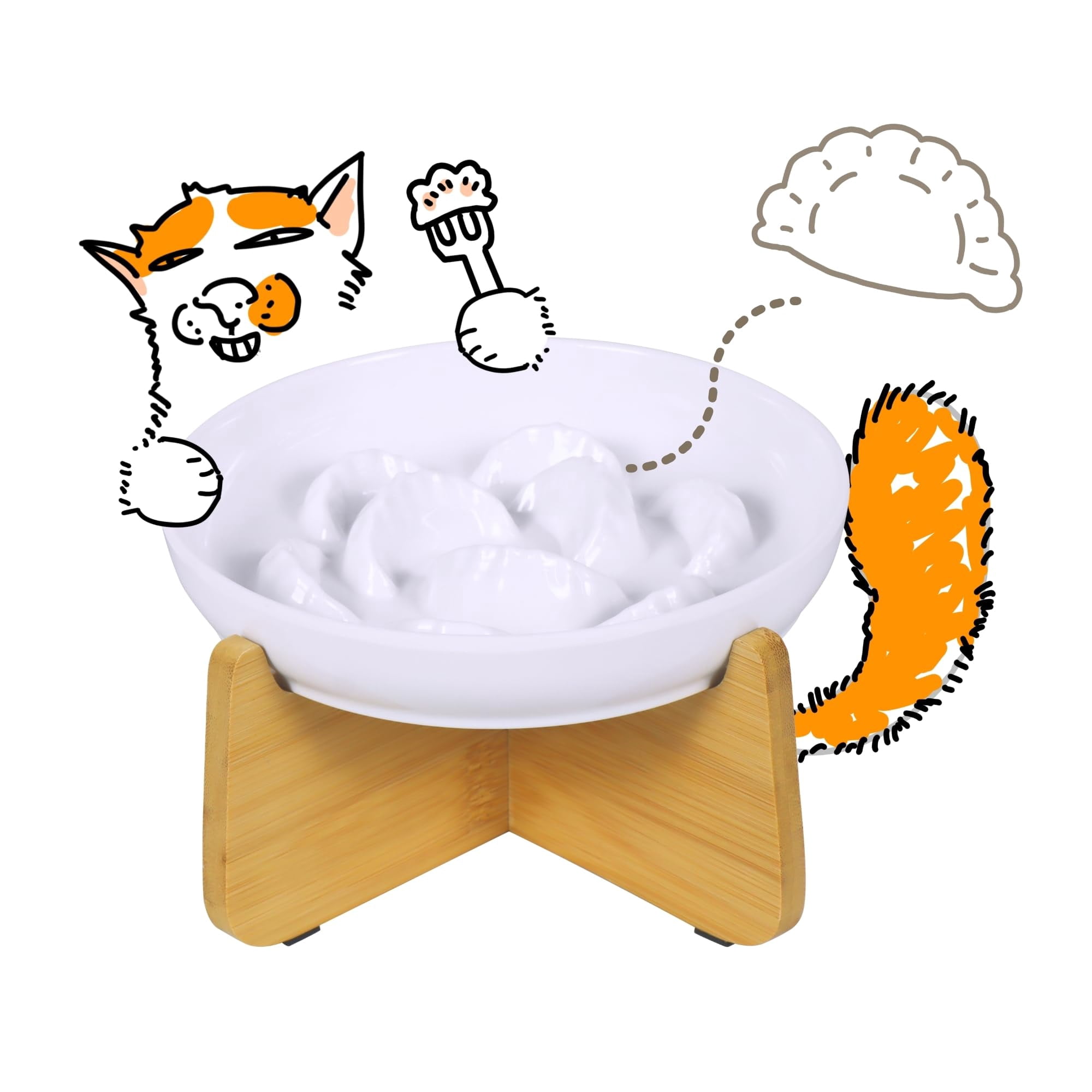 Slow Feeder Cat Bowl with Stand - Unbreakable Elevated Slow Feeder Bowl for Cats - Melamine Puzzle Raised Cat Food Bowl - Whisker Friendly & Wet & Dry Food- Dishwasher Safe & Non Slip (Green