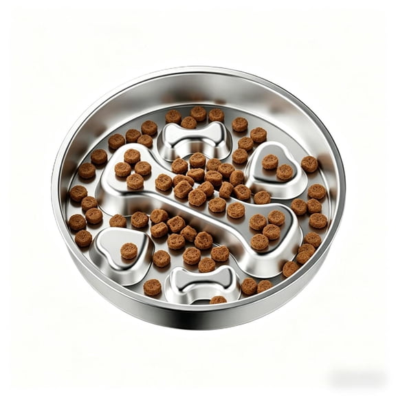 Slow Feeder Dog Bowl-5.5Cup for Small Puppy, Double-Layer 304 Stainless Steel Puzzle Bowl, Anti-Choking for Fast Eaters, Non-Slip Base, Dishwasher Safe