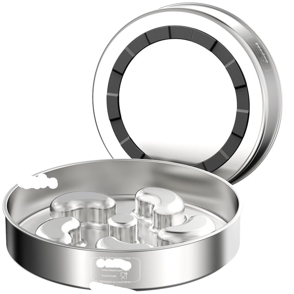 Slow Feeder Dog Bowl, Double Wall Food Grade Stainless Steel, Heavy Duty with Non-Slip Rubber Base, 2Cups Capacity for Medium Dogs to Slow Down Eating