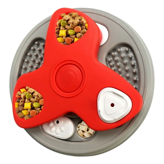 Slow Feeder Dog Bowl Interactive Puzzle Toy for Mental Enrichment Digestion Support Pet Food Dispenser Rotating Plate Training Tool Smart Puppy Cats
