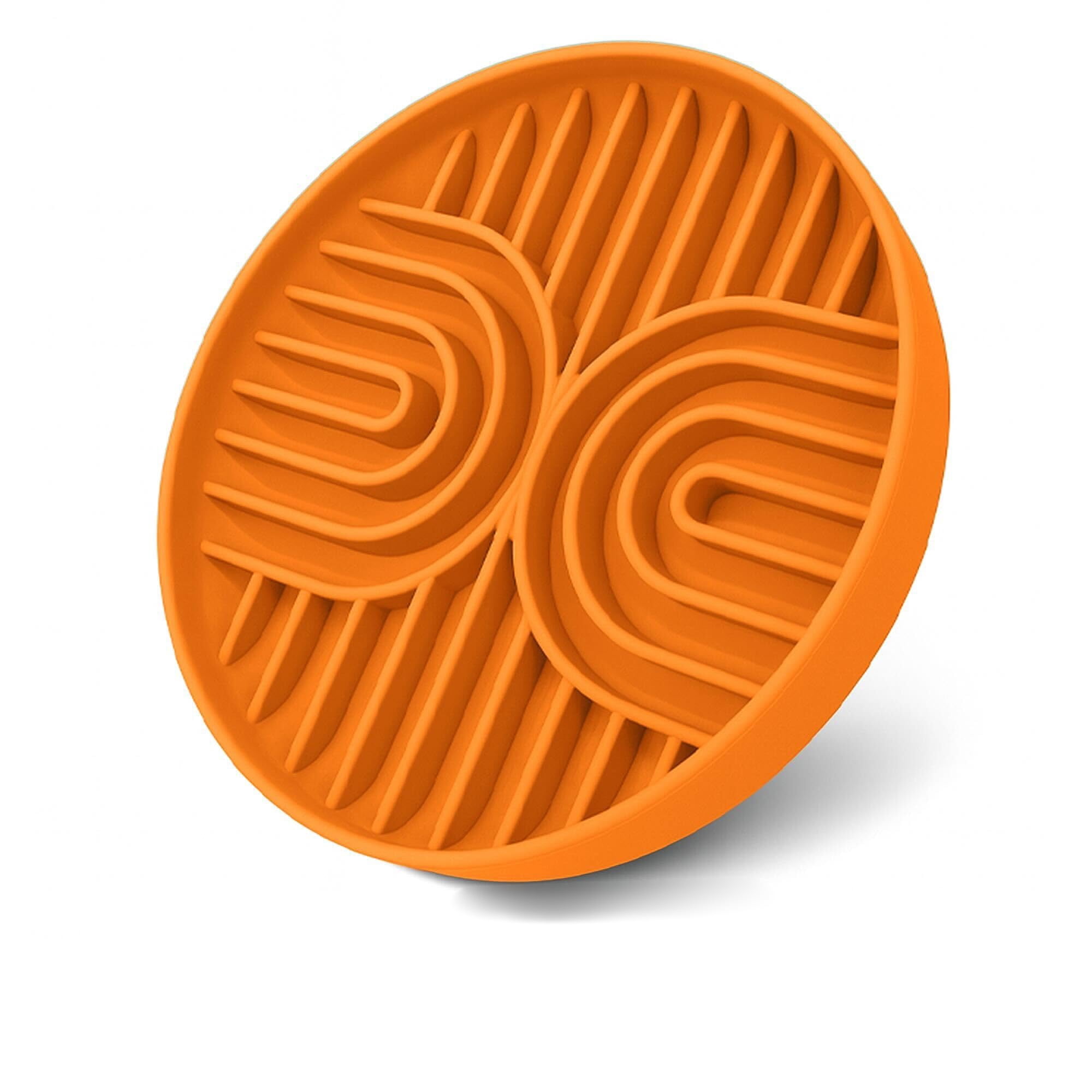 Slow Feeder Dog Bowl, Non Slip Base Puzzle Feeder for Small Medium Dogs, Dishwasher Safe Pet Bowl Promotes Eating Habits, Reduces Bloating Choking, Terra Cotta Design, Orange