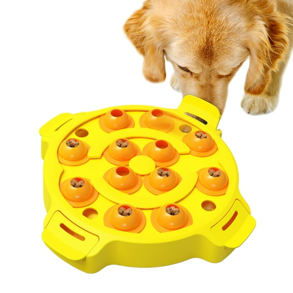 Slow Feeder Dog Bowl Pet Puzzle Feeder Interactive Toys for Large Medium Small Dogs Puppy Food Treat Dispenser IQ Training Mental Stimulation Enrichment, Yellow