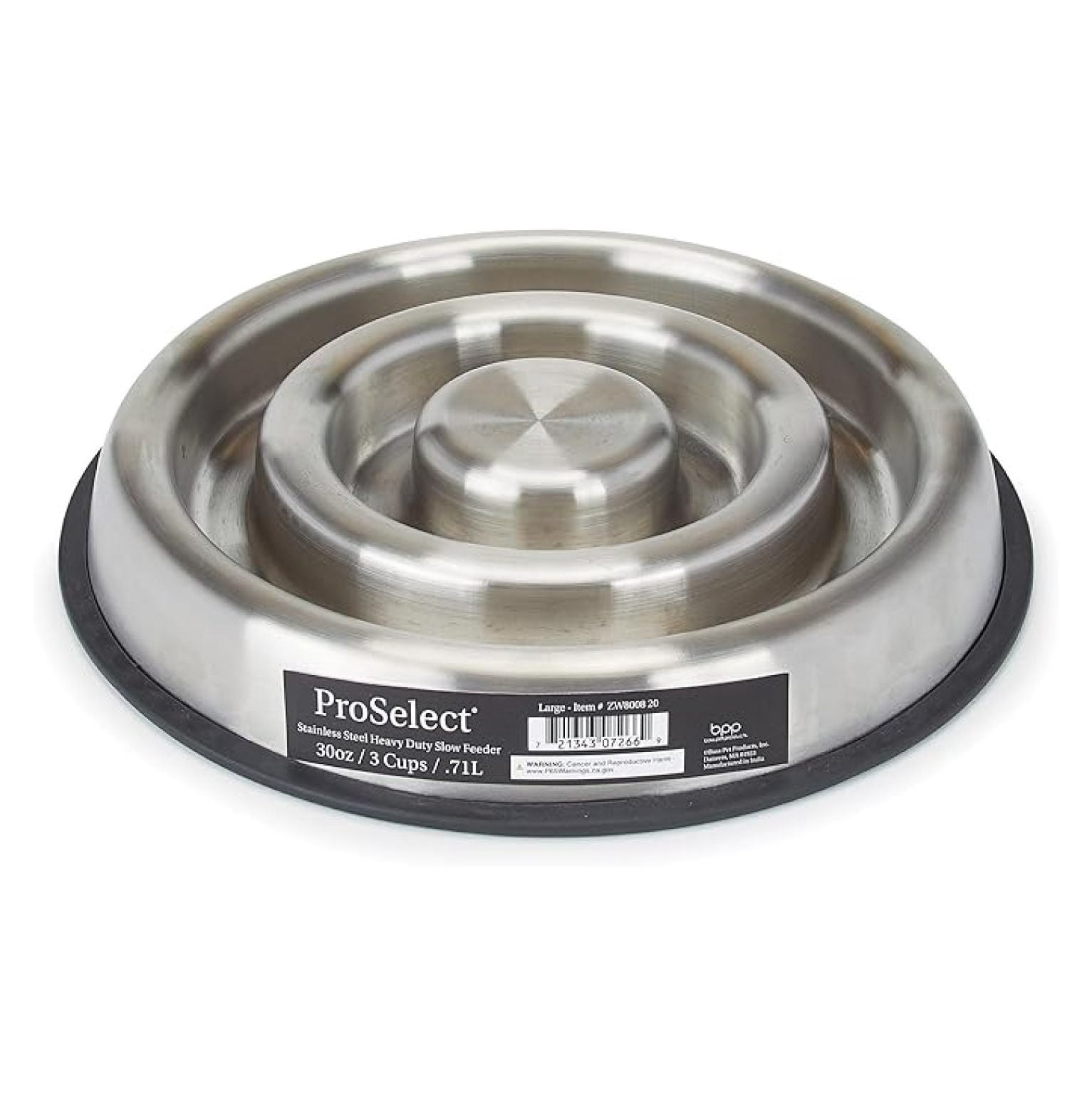 Slow Feeder Dog Bowl, Stainless Steel - Large, Anti-Gulp, Anti-Bloat, Portion Control for Pets - Heavy Duty, Non-Slip Base