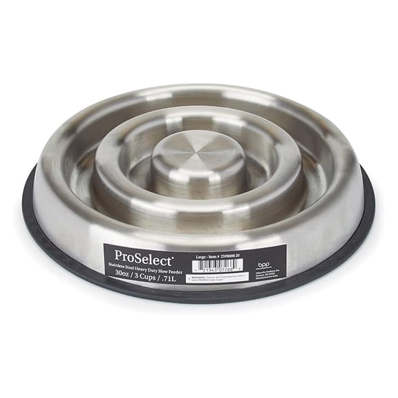 Slow Feeder Dog Bowl, Stainless Steel - Large, Anti-Gulp, Anti-Bloat, Portion Control for Pets - Heavy Duty, Non-Slip Base
