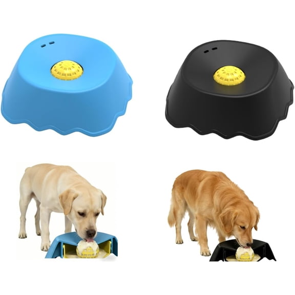 Slow Feeder Dog Bowl with Rolling Ball for Fast Eaters, Interactive Pet Toy, 10oz