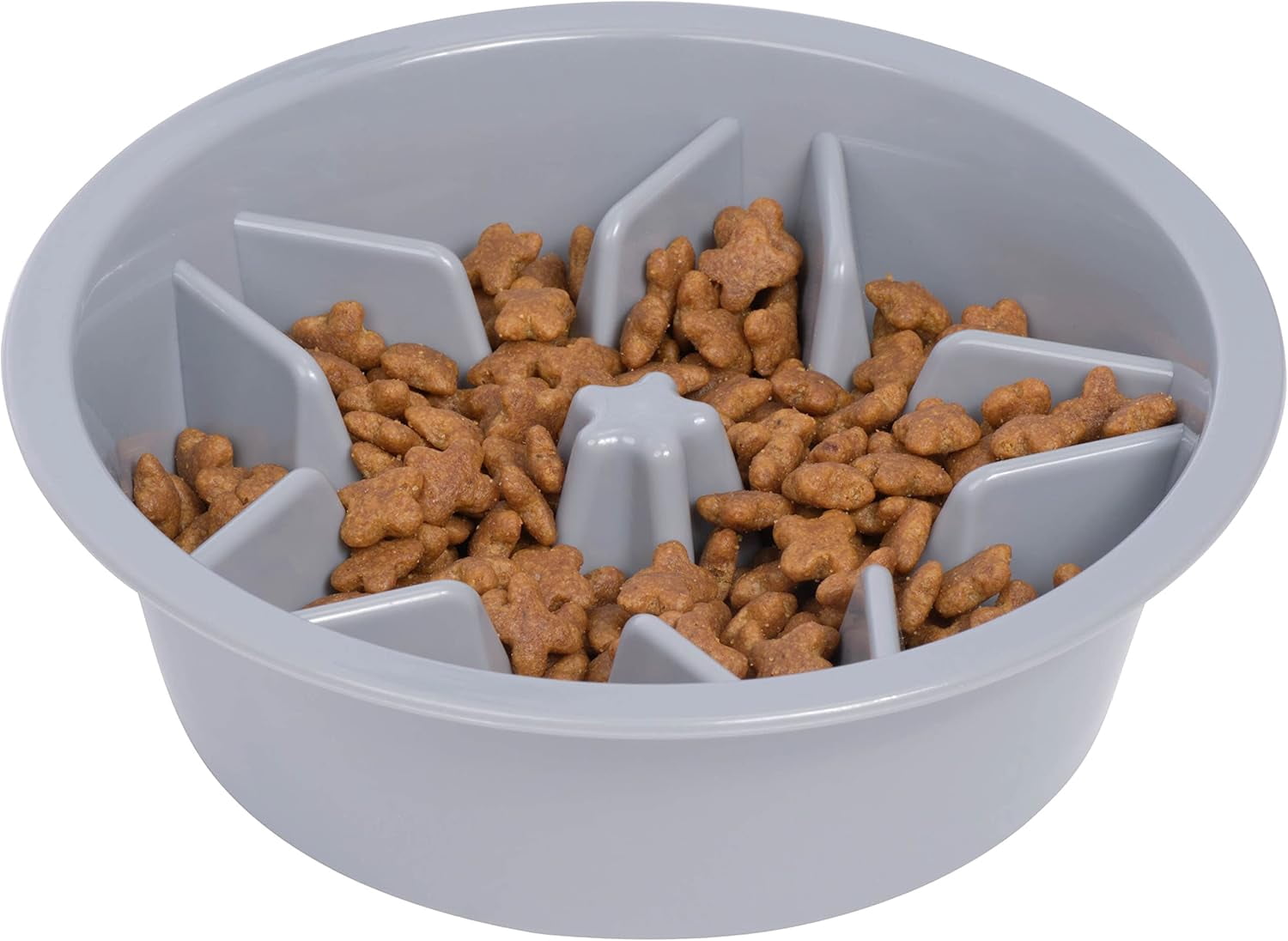 Slow Feeder Dog Bowls (1.5 Cup) Puzzle Dog Food Bowl with Feeder Holes, Fits into Elevated Pet Feeders, Slow Eating for Large, Medium & Small Sized Breeds - Gray