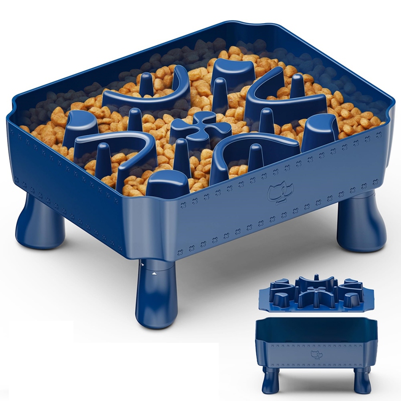 Slow Feeder Dog Bowls,2 in 1 Dog Puzzle Slow Feeder for Large Breed, Maze Elevated Dog Food Bowl Anti-Choking