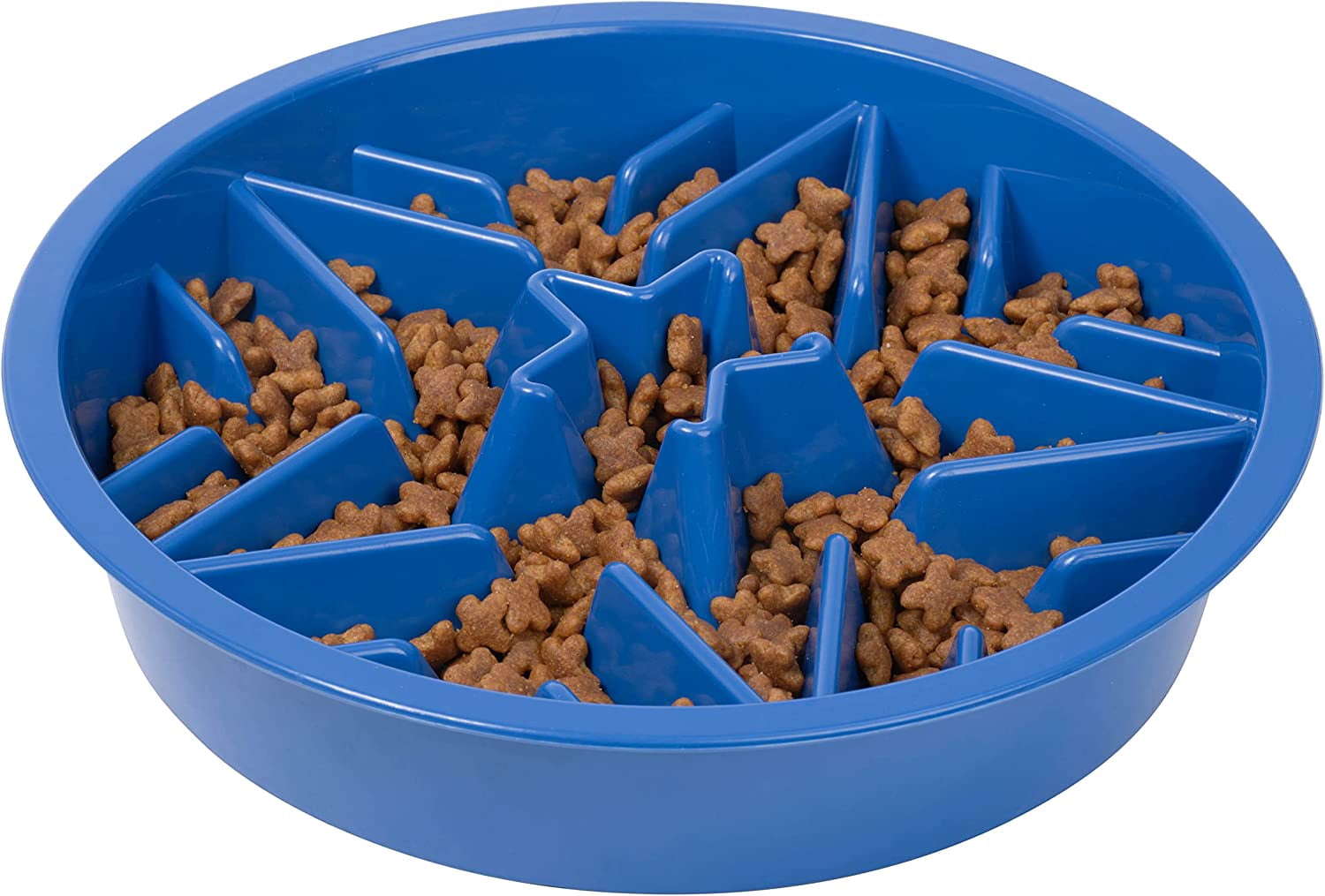 Slow Feeder Dog Bowls (4 Cup) Puzzle Dog Food Bowl with Feeder Holes, Fits into Elevated Pet Feeders, Slow Eating for Large, Medium & Small Sized Breeds - Blue