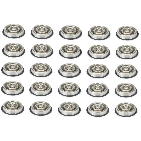 Slow Feeder Dog Bowls Heavy Stainless Steel Non Skid No Tip 25 Dish Bulk Packs (Small - 7.5" Diameter)