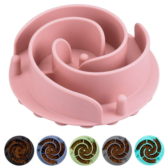 Slow Feeder Dog Bowls Insert, Bestalk Soft Silicone Dog Slow Eating Feeder Insert with Suction Cups for Small, Medium and Large Dogs, Fit into Basic Bowls and Elevated Dog Bowls(Pink, M)