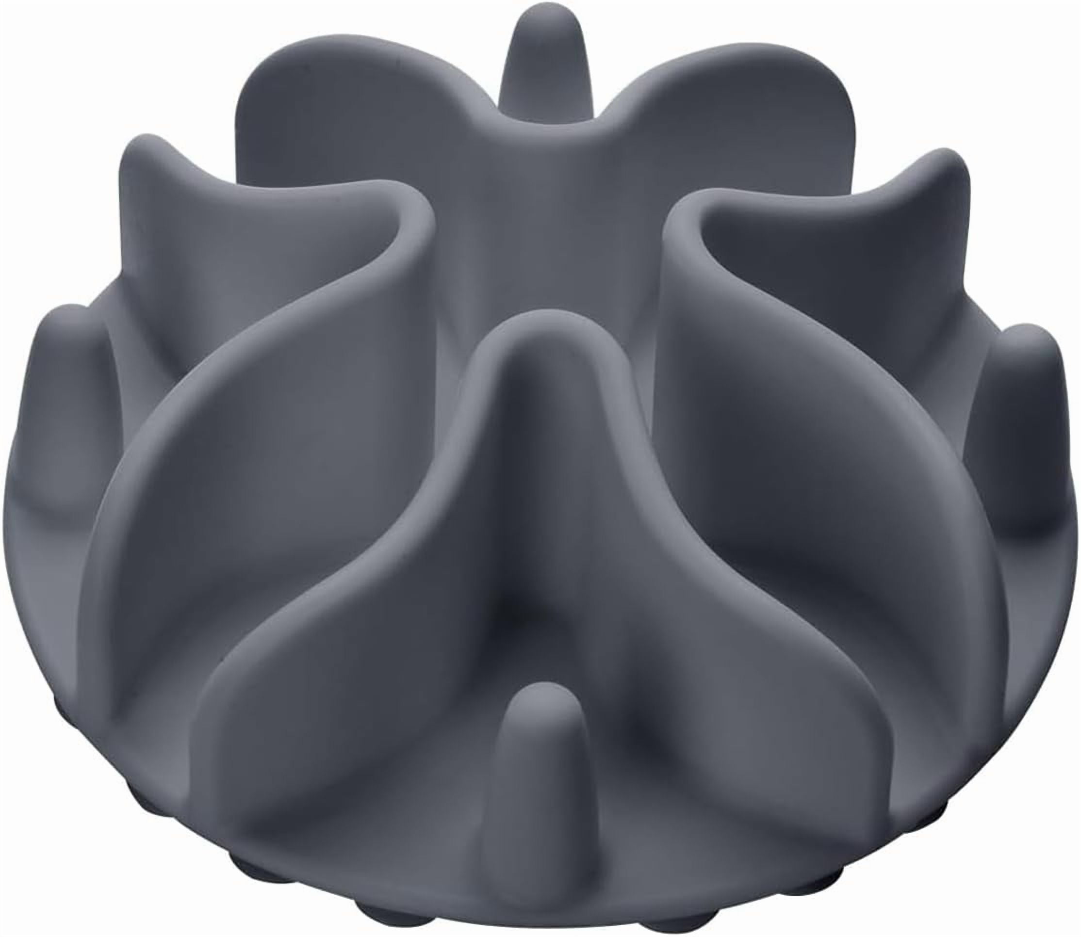 Slow Feeder Dog Bowls Insert, Silicone Slow Feeder Bowl with Strong Suction Cups Perfect for Stainless Steel Glass Ceramic Dog Bowls (Grey, Large Size)