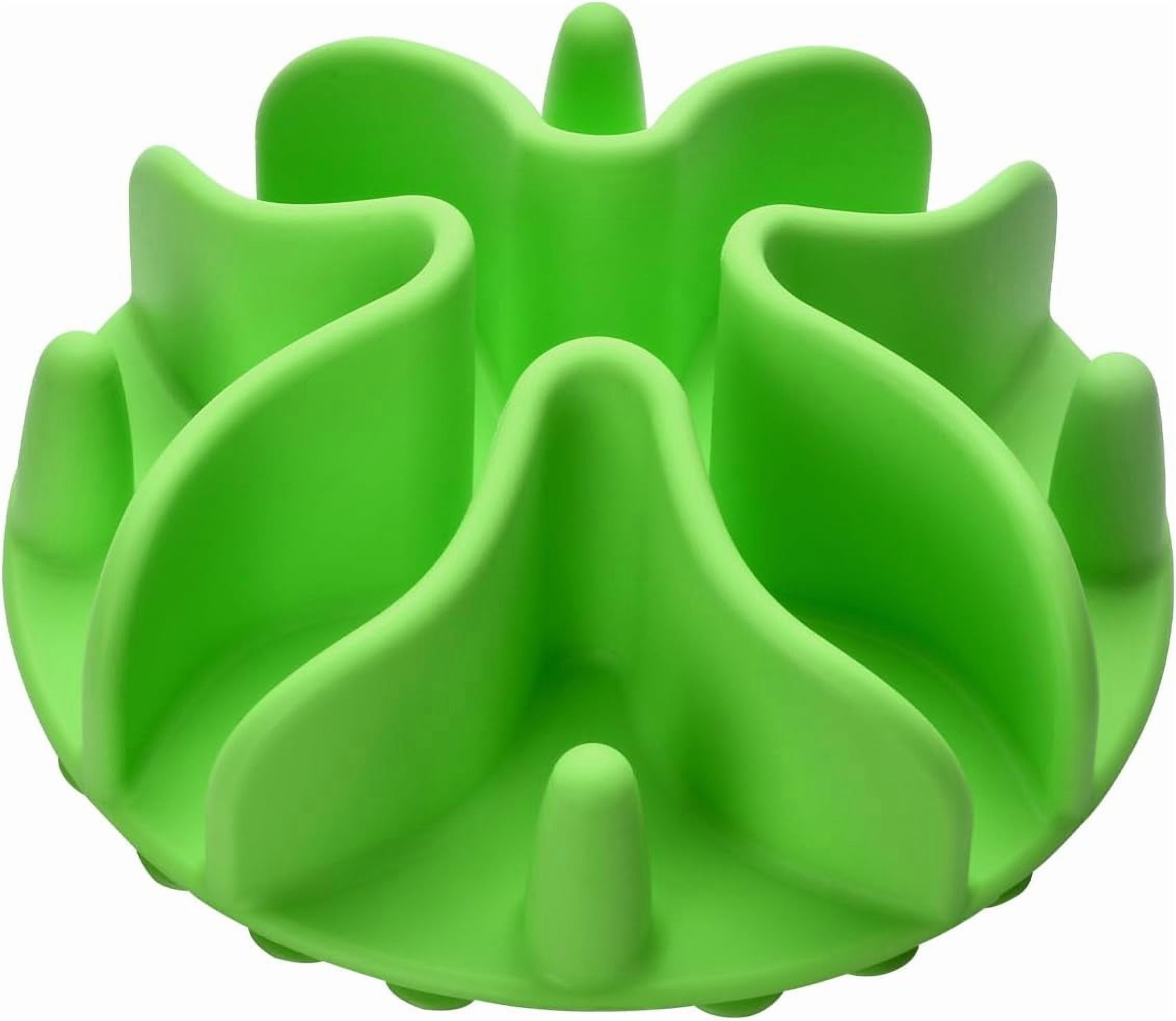 Slow Feeder Dog Bowls Insert, Silicone Slow Feeder Bowl with Strong Suction Cups Perfect for Stainless Steel Glass Ceramic Bowls (Green, Large Size)