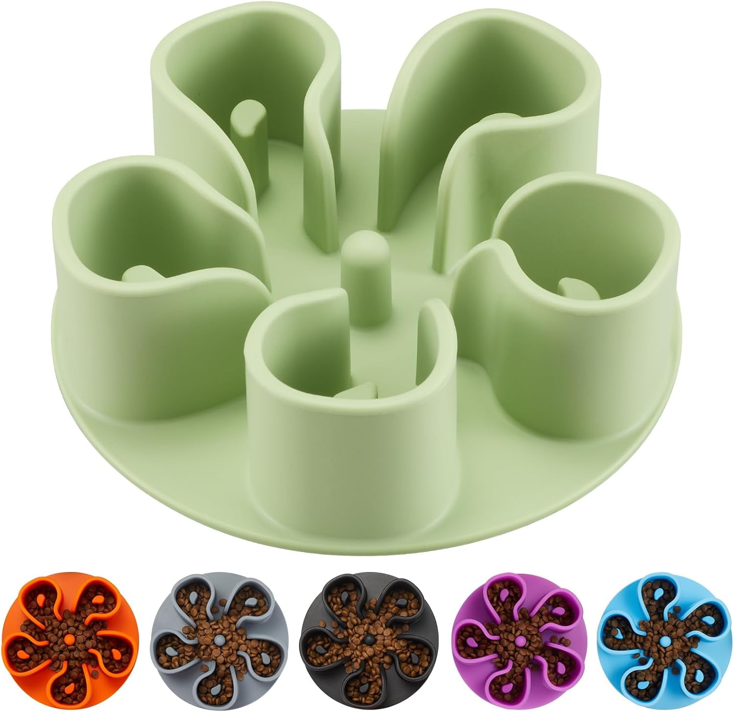 Slow Feeder Dog Bowls Insert,  Soft Silicone Slow Eating Dog Bowl Insert with Suction Cups for Small, Medium and Large Dogs(Green S)