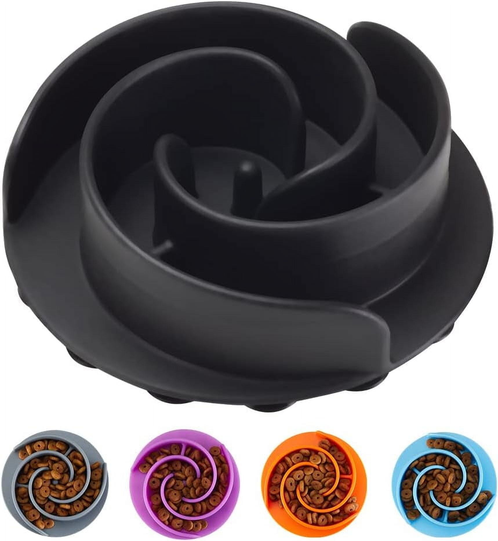 Slow Feeder Dog Bowls Insert,  Soft Silicone Slow Eating Dog Food Bowl for Small, Medium and Large Dogs, Compatible with Regular and Elevated Bowls Black,M