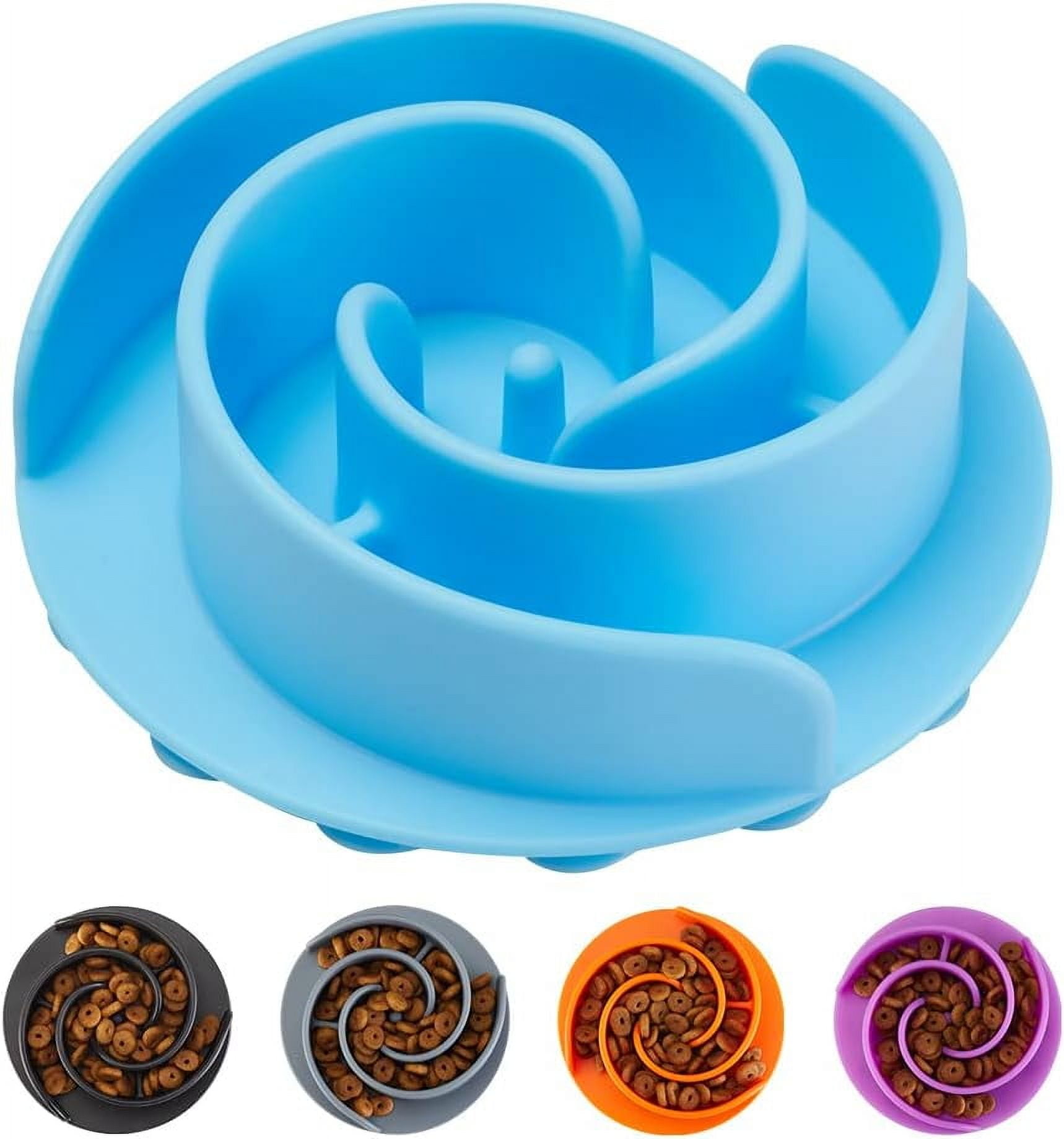 Slow Feeder Dog Bowls Insert,  Soft Silicone Slow Eating Dog Food Bowl for Small, Medium and Large Dogs, Compatible with Regular and Elevated Bowls Blue,S
