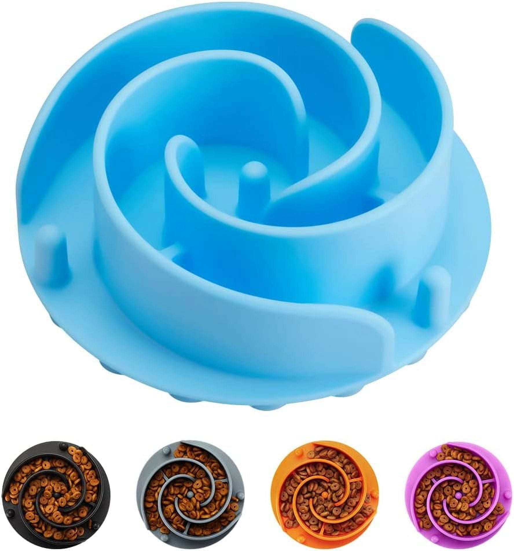 Slow Feeder Dog Bowls Insert,  Soft Silicone Slow Eating Dog Food Bowl for Small, Medium and Large Dogs, Compatible with Regular and Elevated Bowls Blue,XL