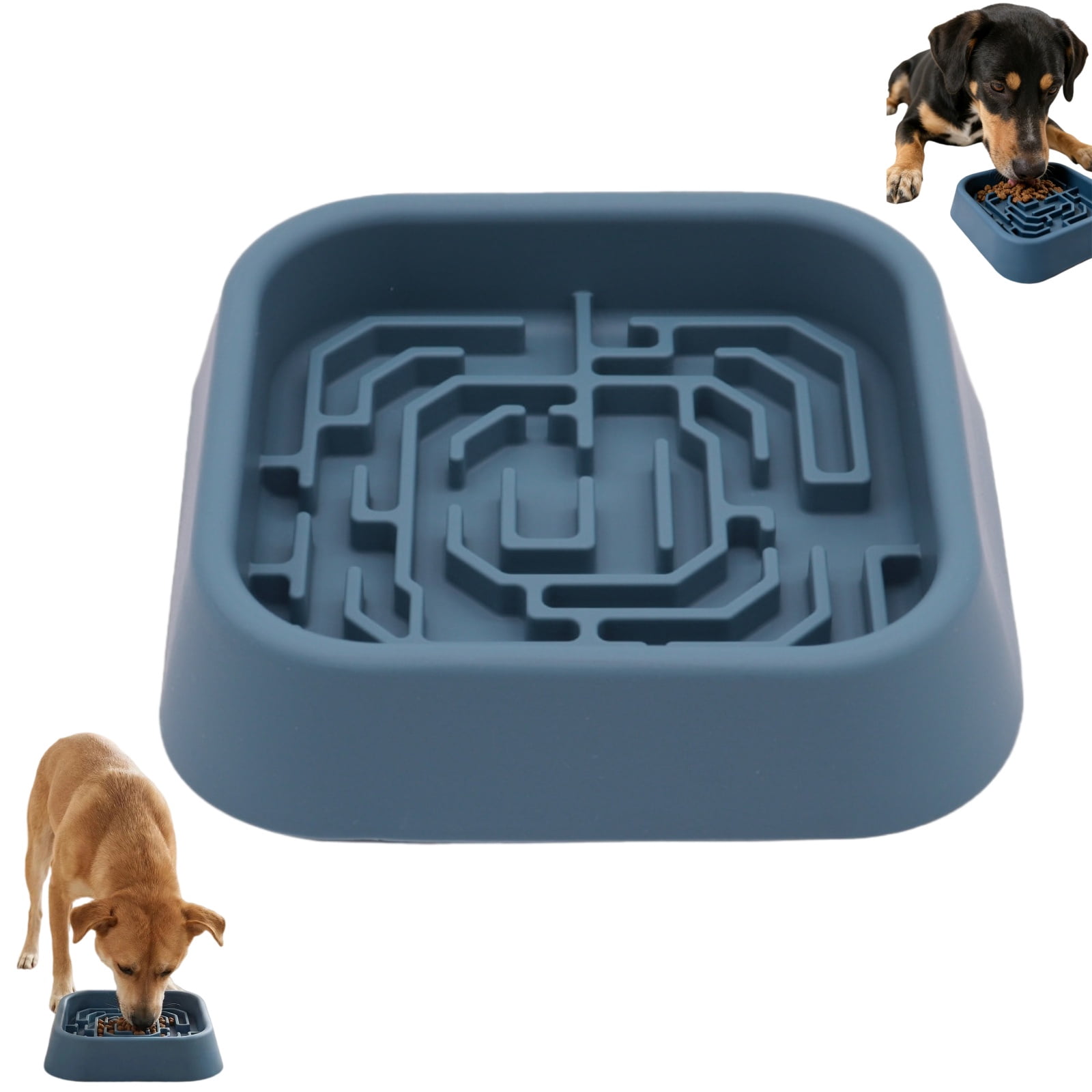 Slow Feeder Dog Bowls, Interactive Silicone Dog Feeding Bowls for Dogs & Cats, Slow Feeder Non-Slip with Suction Cups