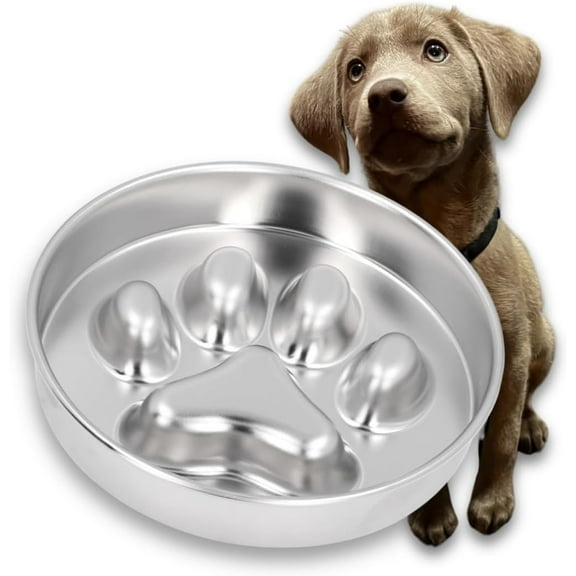 Slow Feeder Dog Bowls Large Breed, Food Grade 304 Stainless Steel Dog Bowls with Non-Slip Base, Maze Pet Dish to Slow Down Eating, Metal Slow Feeder Dog Bowl