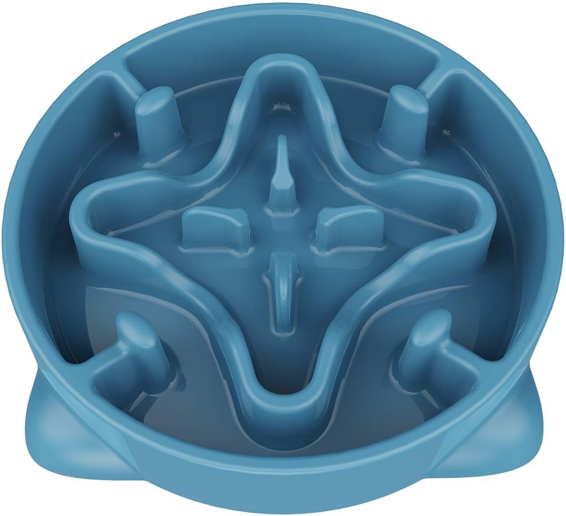 Slow Feeder Dog Bowls Medium Breed, Dog Food Bowl Medium Anti-Choking Bloat Stop Puzzle Healthy Eating Bowl (Blue, 2 Cup)