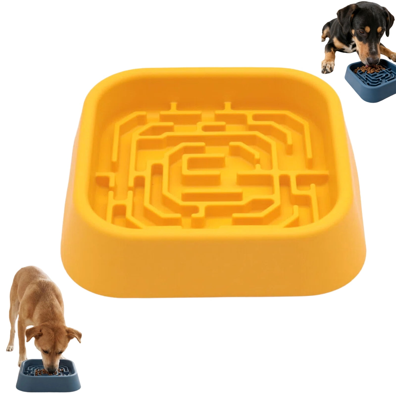 Slow Feeder Dog& Cat Bowl, Silicone Puppy Cat Food Bowl with Anti-Slip Suction Cup Slow Down Small Dogs Eating, Anti Choking