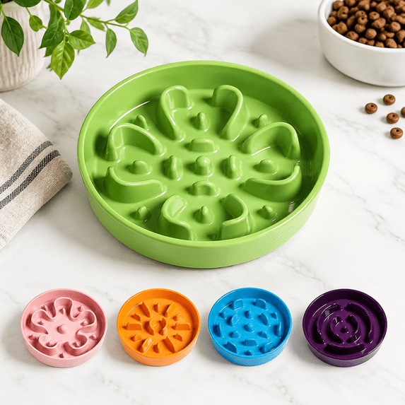 Slow Feeder Dog Ceramic 3 Cups Feeding Bowl Medium Large Breed Pet For ...
