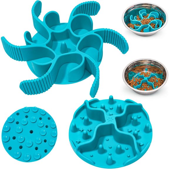 Slow Feeder Insert for Dog Bowl - 2PCS Anti-Bloat Silicone Mat with Super Suction, Slow Feeder Dog Bowls for Puppy Large Breed Dogs