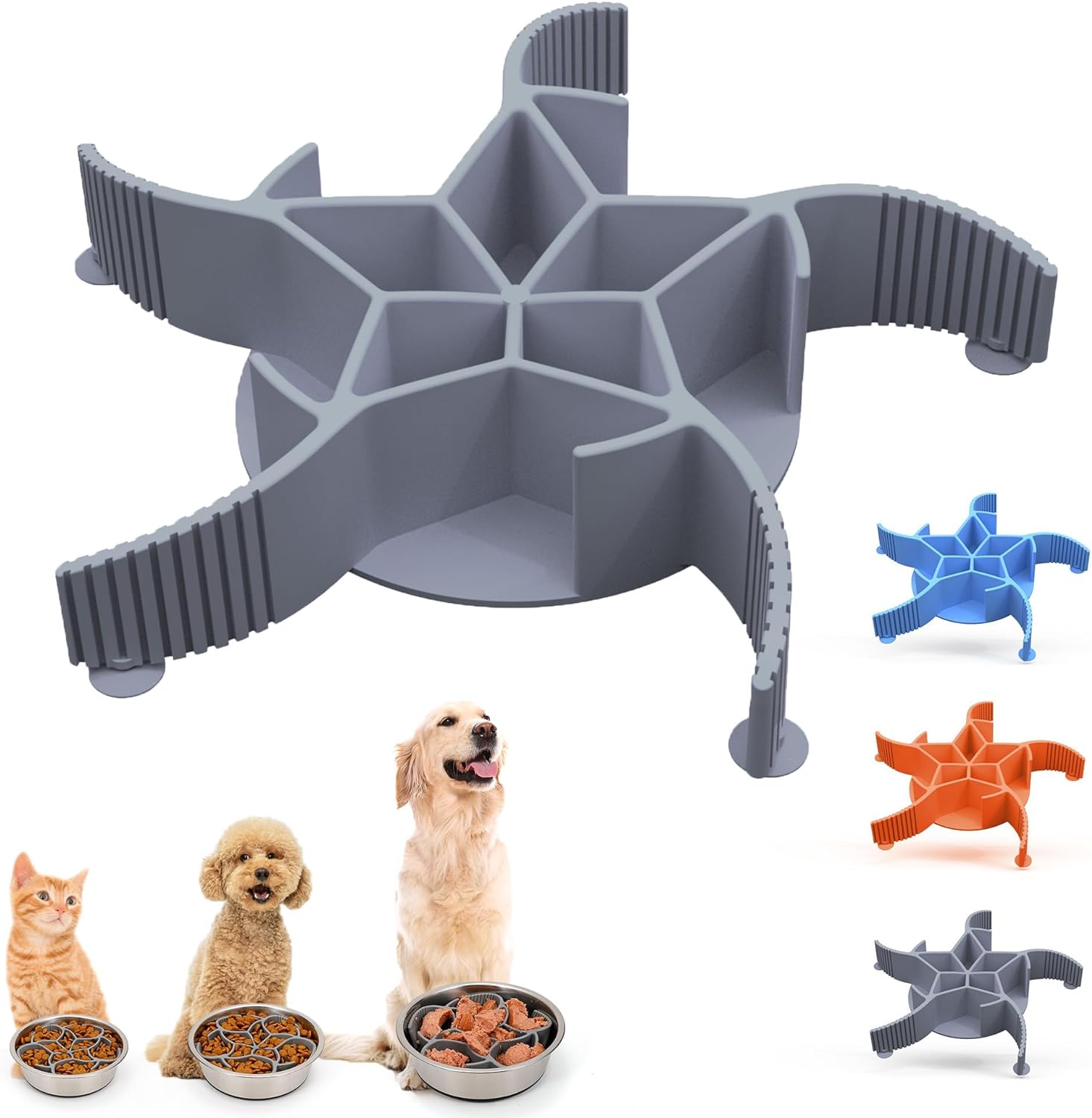 Slow Feeder Insert for Dog Bowls with Star Maze Design, Silicone