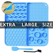 Slow Feeder Mat for Dogs and Cats，Large Lick Mat Slow Feeder for Anxiety Relief Dog Toys Feeding Mat for Butter Yogurt Peanut, Pets Supplies Bathing Grooming Training, Blue