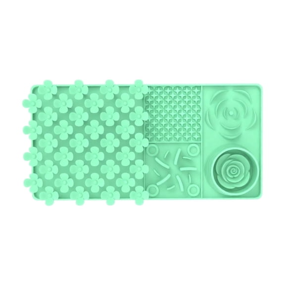 Slow Feeder Mat for Dogs Cats, Pet Lick Mat with Suction Cups for Anxiety Relief, Silicone Dog Feeding Mat for Bathing Grooming Training, Easy Clean，Green