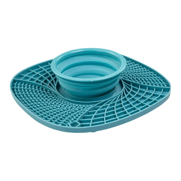 Slow Feeder Mat and Lick Pad for Dogs Silicone Pet Bowl with Suction Cups Collapsible Design for Dry and Wet Food Anxiety