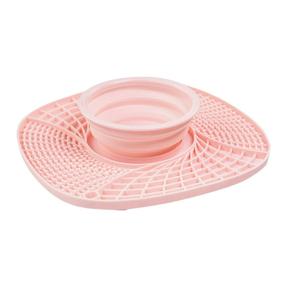 Slow Feeder Mat for Dogs - Silicone Lick Bowl with Suction Cups Includes Collapsible Dog Bowl for Wet and Dry Food Slow Feeding and Anxiety for