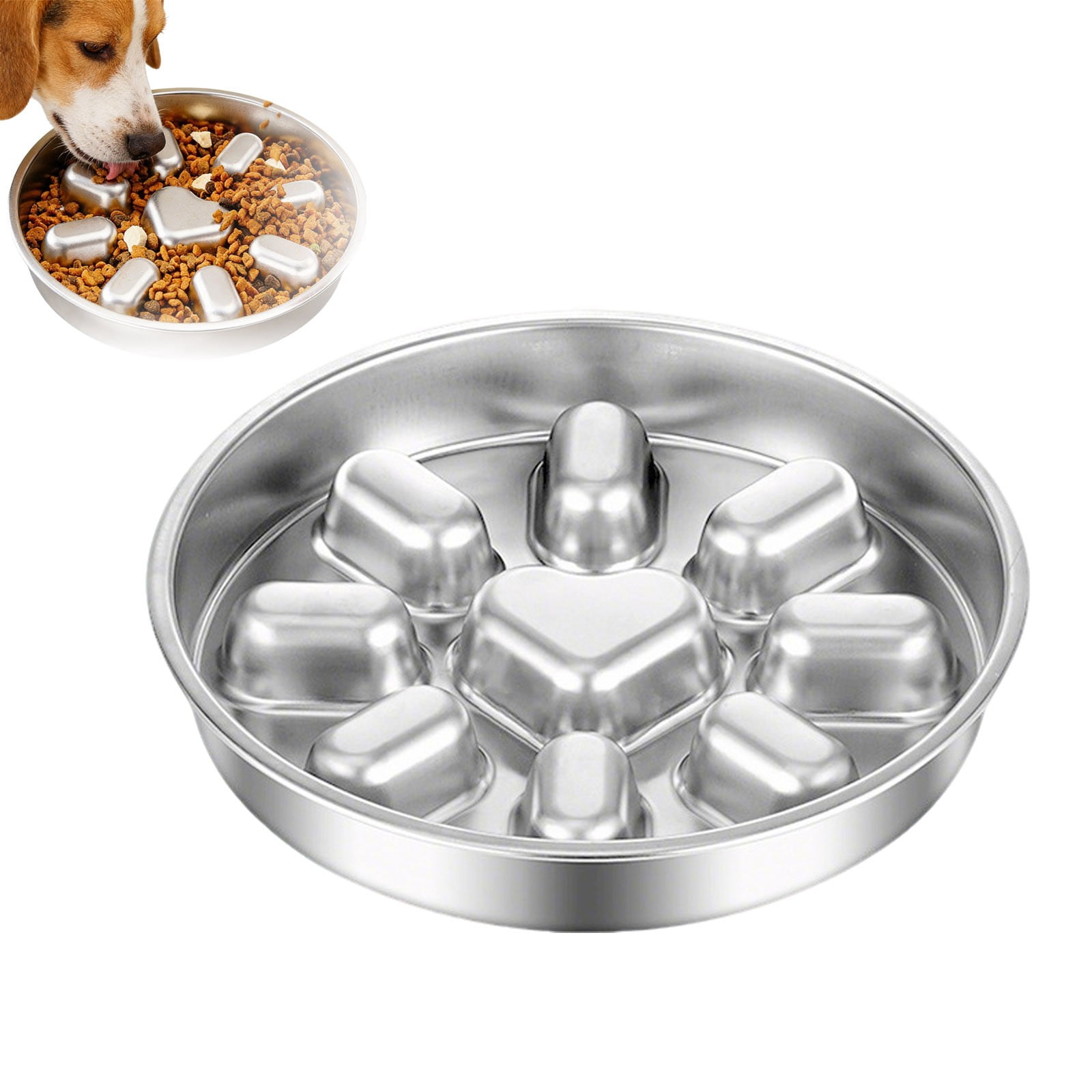 Slow Feeder Maze Stainless Steel Bowl for Medium Cats and Dogs Indoor Dining Safe Kitchen Pet Feeding