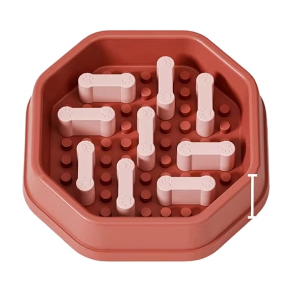 Slow Feeder Pet Bowl with Removable Insert, Non-Slip Anti-Choking Food Dish for Healthy Eating Dogs and Cats, Red