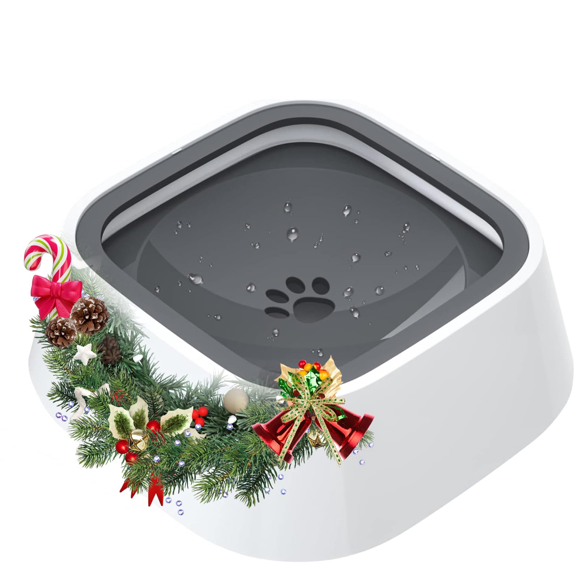 Slow Feeder Water Bowl for Dogs and Cats, 35oz/1L No Spill No Drip Pet Trael Bowl, Splash Proof Design for Car, Ce, Home Use, Keeps Floor and Beard Dry, Dishwasher Safe, Grey