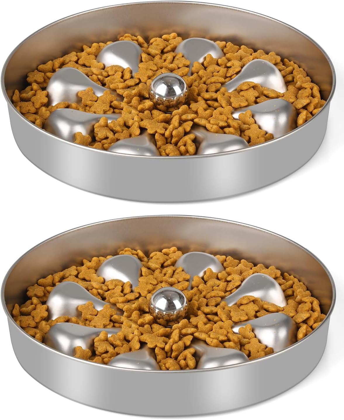 Slow Feeding Dog Bowl Set – Stainless Steel Double-Sided Design, 5-Cup Capacity for Dry, Wet, Raw Food, All Dog Sizes, Easy Clean, Non-Slip Base