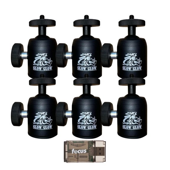 Slow Glow Maverick Infinity Camera Tree Mount (6-Pack) Bundle with Card Reader (7 Items)