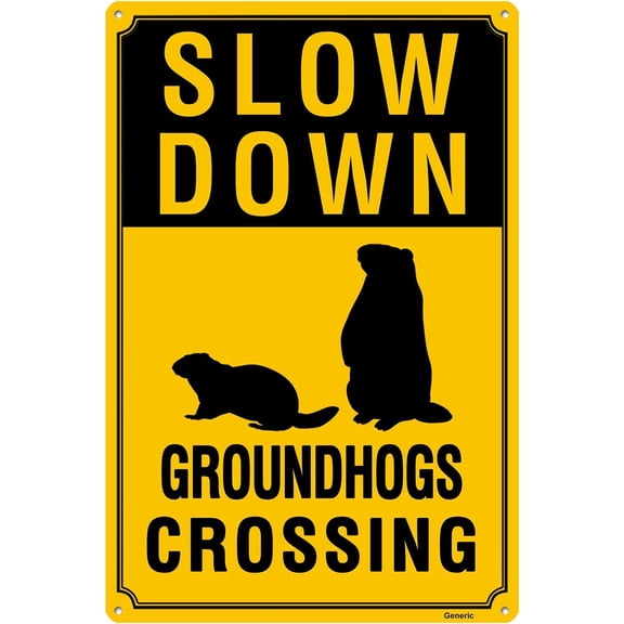 Slow Down Groundhogs Crossing Sign, Aluminum Sign 8x12 Inch | Eye-Catching, Durable, Rust-Resistant | Easy to Install Indoor/Outdoor Decor, Wall Art & Wildlife Awareness Sign