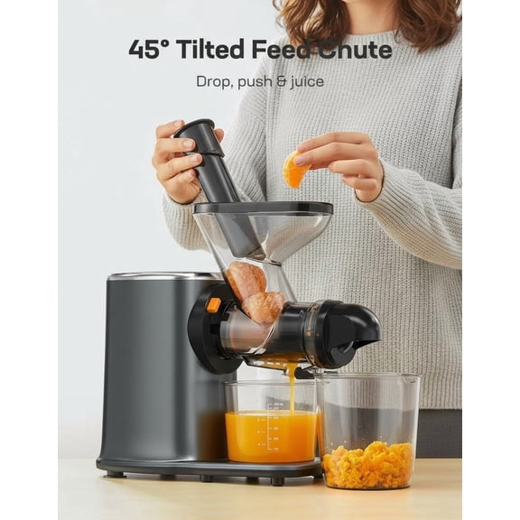 Slow Juicer, Cold Press Juicer Machines with Soft & Hard Modes, High Juice Yield Masticating juicer for Vegetables & Fruits with Reverse Function
