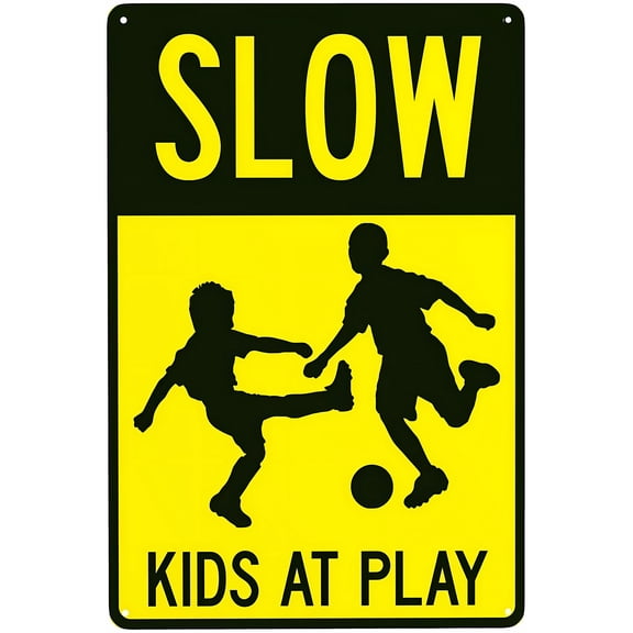 Slow Kids at Play Sign - 8"x12" Retro Metal Caution Street Tin Sign, Residential Safety Decor for Business Home Wall Art