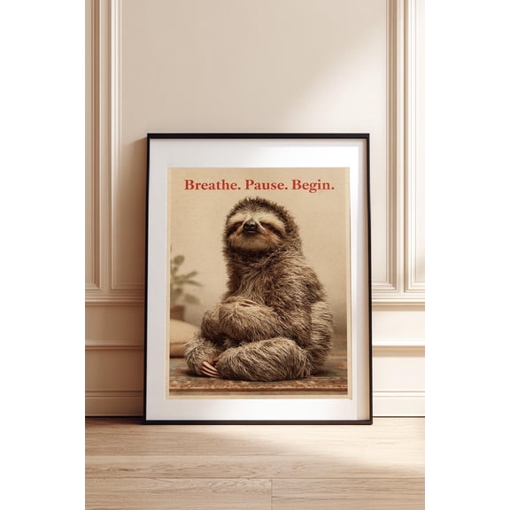 Slow Living Sloth Wall Art Print, Unframed Paper Poster 24x36in