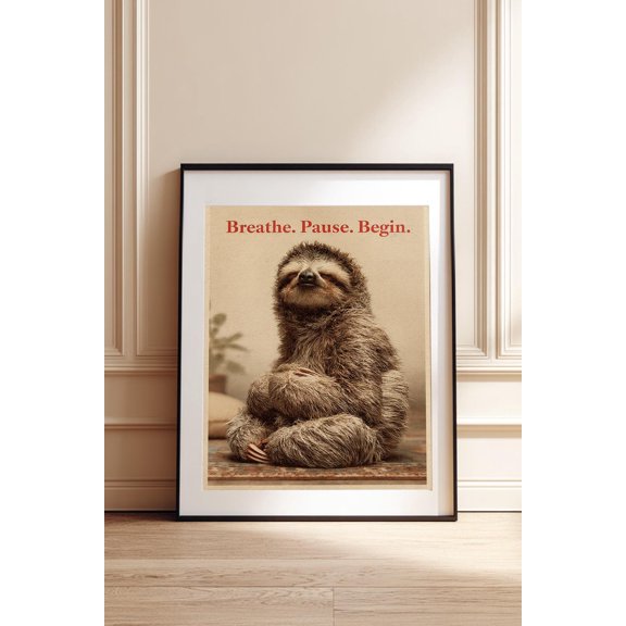 Slow Living Sloth Wall Art Print, Unframed Paper Poster 8x10in
