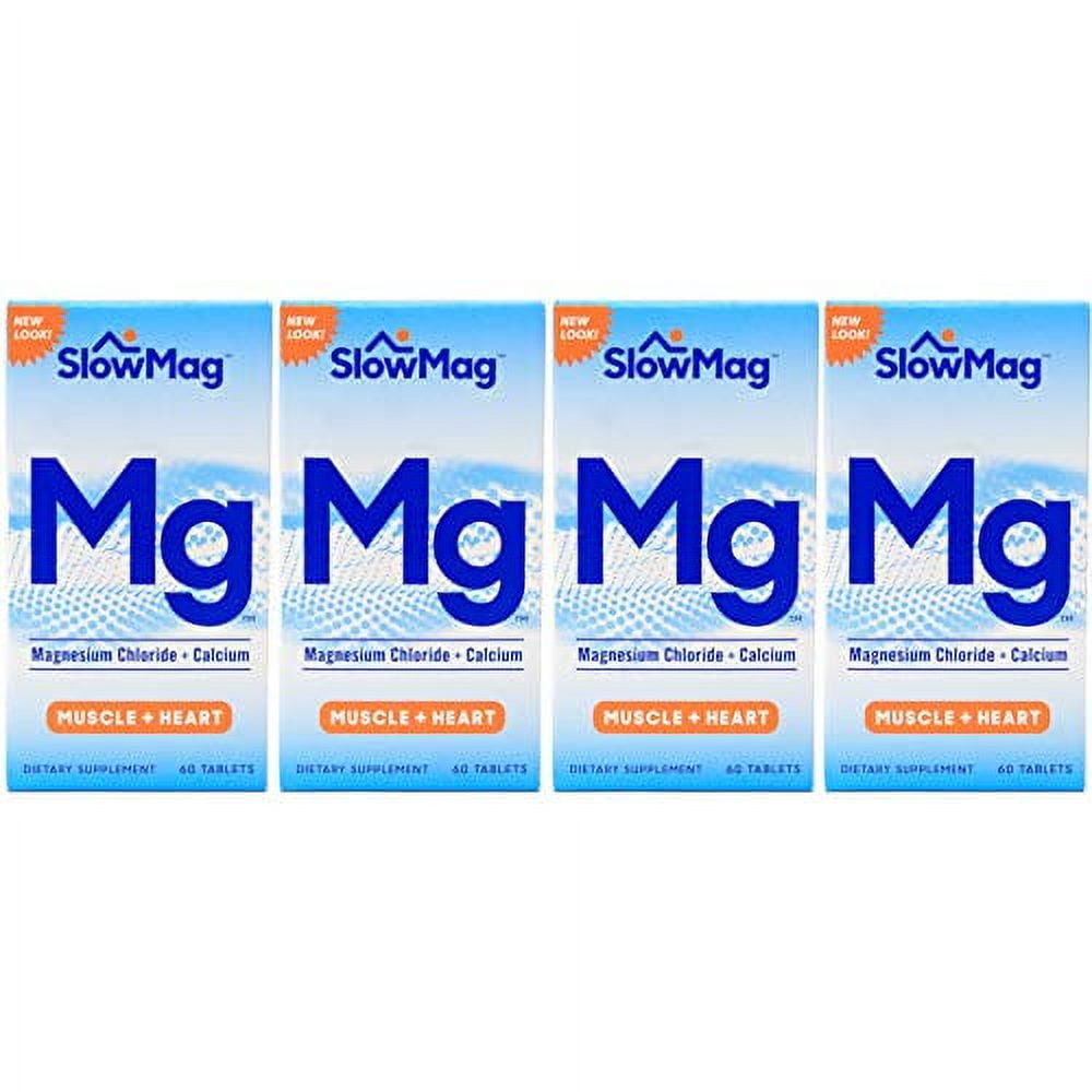 Slow Mag Magnesium Chloride with Calcium Tablets, 4Pack (60 Count Each