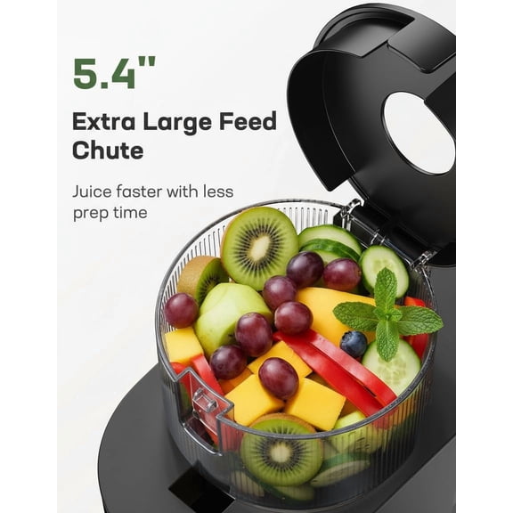 Slow Masticating Cold Press Juicer Machines, High Juice Yield, Self-Feeding with 5.4” Large Chute for Whole Fruits & Vegetables, Reverse Function